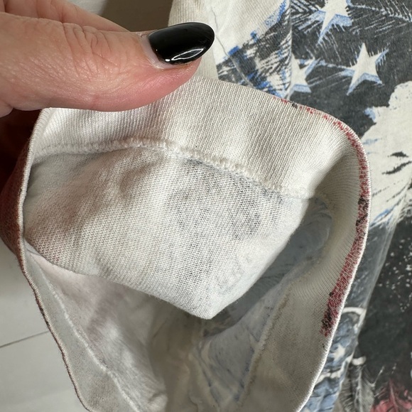 Vintage Fruit of the Loom USA Flag Eagle American All Over Print AOP T-Shirt - L - Picture 3 of 6